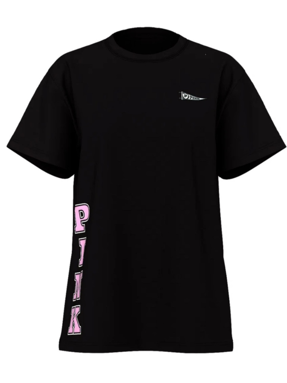NEW!💗PINK VS Limited Edition Pink Friday Black Campus Crew Tee Pink Logo!Sz-M! - Picture 4 of 10